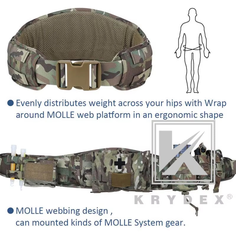 Tactical Belt Padded MOLLE System Waist Belt Multi Function Quick Release Buckle Battle Airsoft Hunting Combat Camo Belt