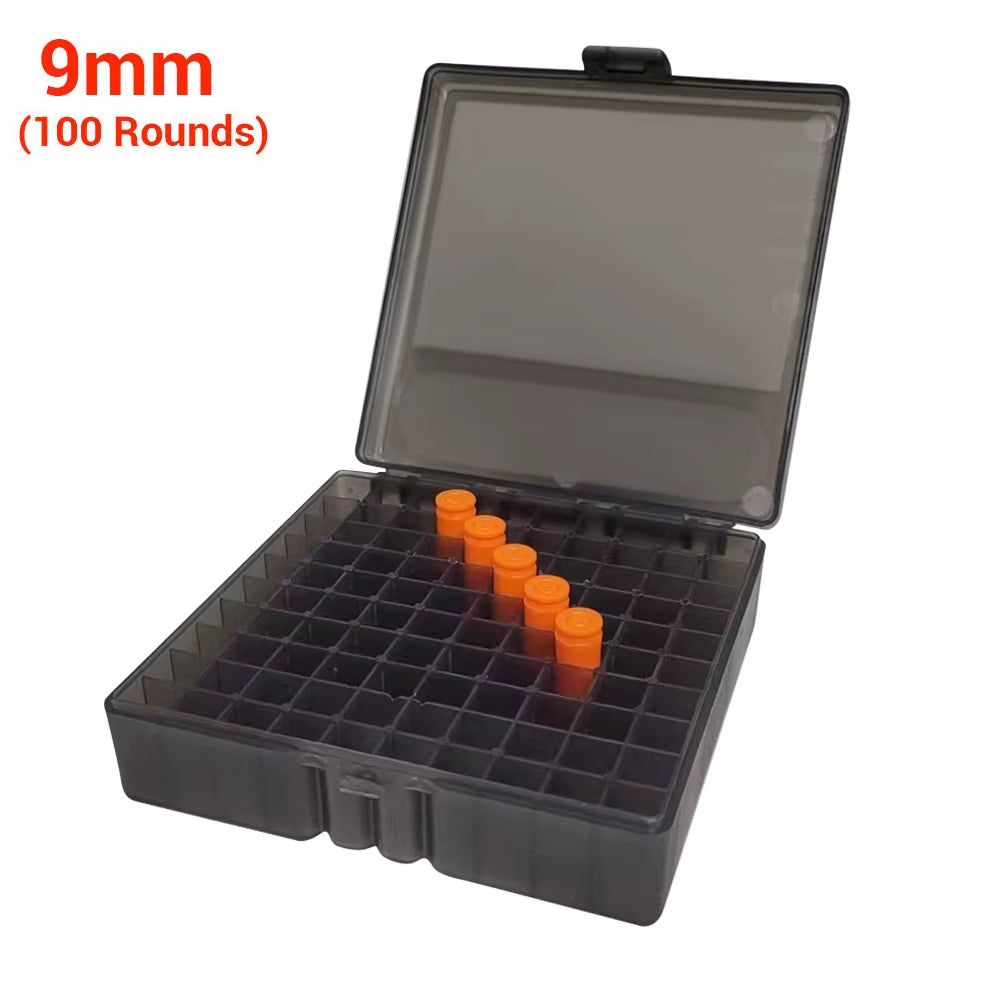 50/100 Rounds Tactical Ammo Box Bullet Shell Holder Box Rifle Cartridge Storage Case Ammo Can for 9Mm .223 5.56X39 .38Super