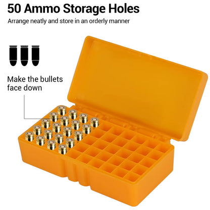 50/100 Rounds Tactical Ammo Box Bullet Shell Holder Box Rifle Cartridge Storage Case Ammo Can for 9Mm .223 5.56X39 .38Super