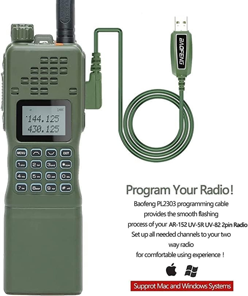 Ham Radio Baofeng AR-152 10W Long Range Two Way Radio Portable Rechargeable Military Grade Ham Radio Handheld Baofeng Walkie Talkie with Programming Cable