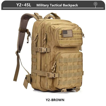 Tactical Backpack 3 Day Assault Pack Molle Bag 38/45L Large Outdoor Waterproof Hiking Camping Travel 600D Rucksack Men Fishing