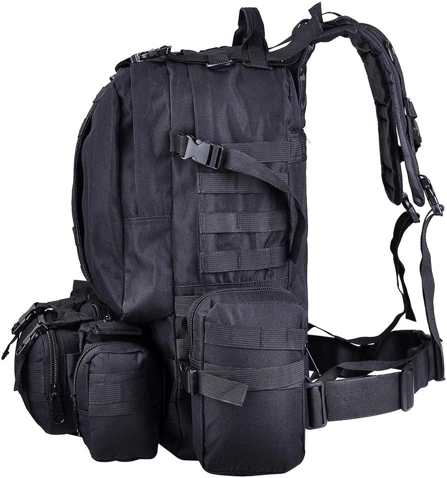 55L 600D Oxford Military Tactical Army Rucksacks Molle Backpack Camping Outdoor Hiking Trekking Traveling Bag Black