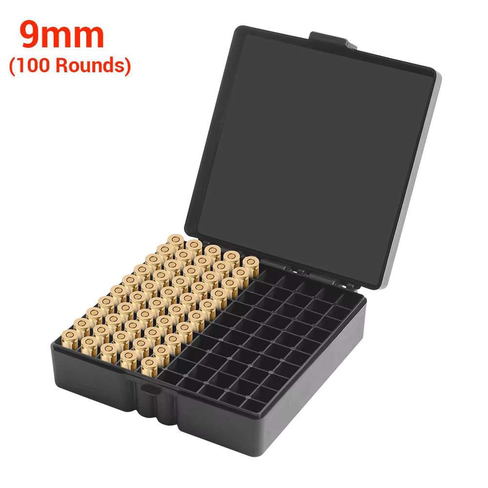 50/100 Rounds Tactical Ammo Box Bullet Shell Holder Box Rifle Cartridge Storage Case Ammo Can for 9Mm .223 5.56X39 .38Super