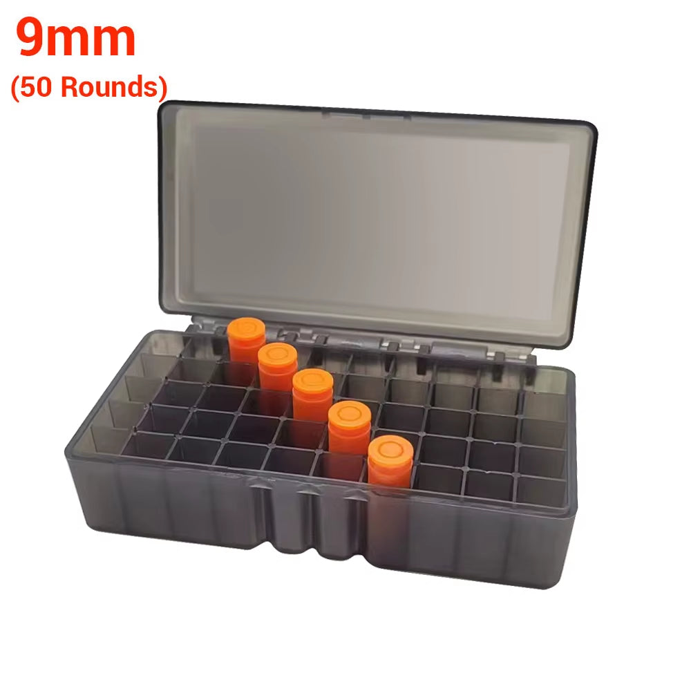 50/100 Rounds Tactical Ammo Box Bullet Shell Holder Box Rifle Cartridge Storage Case Ammo Can for 9Mm .223 5.56X39 .38Super