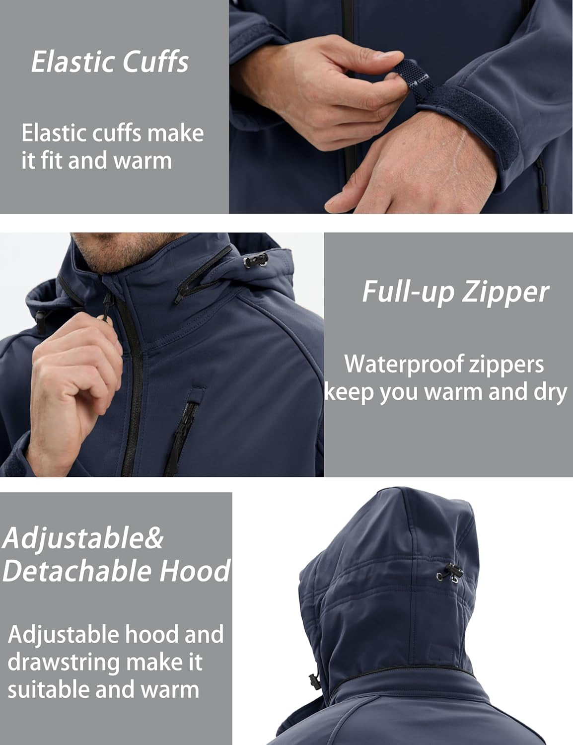 Men'S Tactical Jacket 8 Pockets Water Resistant Jacket Softshell Fleece Lined Jacket Winter Coats Ski Jacket