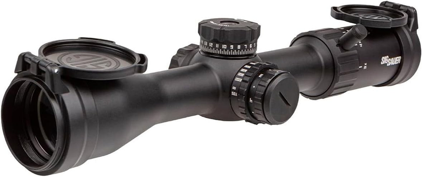 WHISKEY4 3-12X44Mm 30Mm Tube SFP Durable Lightweight Precise Waterproof Black Hunting Riflescope, Flip-Back Caps & Throw Lever Included