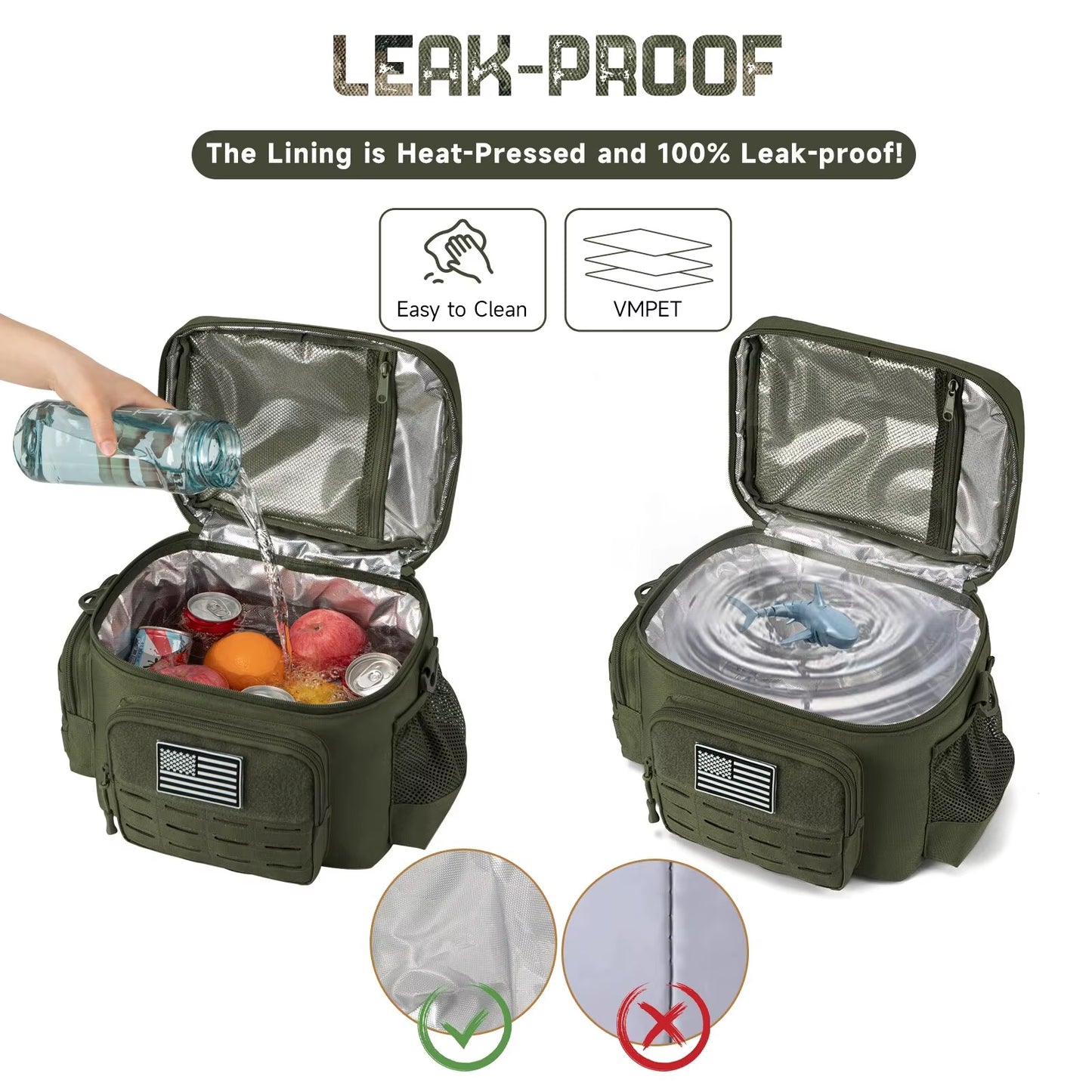 Tactical Lunch Box for Men Outdoor Heavy Duty Lunch Bag Work Leakproof Insulated Durable Thermal Cooler Bag Meal Camping Picnic