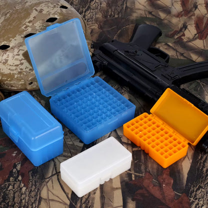 50/100 Rounds Tactical Ammo Box Bullet Shell Holder Box Rifle Cartridge Storage Case Ammo Can for 9Mm .223 5.56X39 .38Super