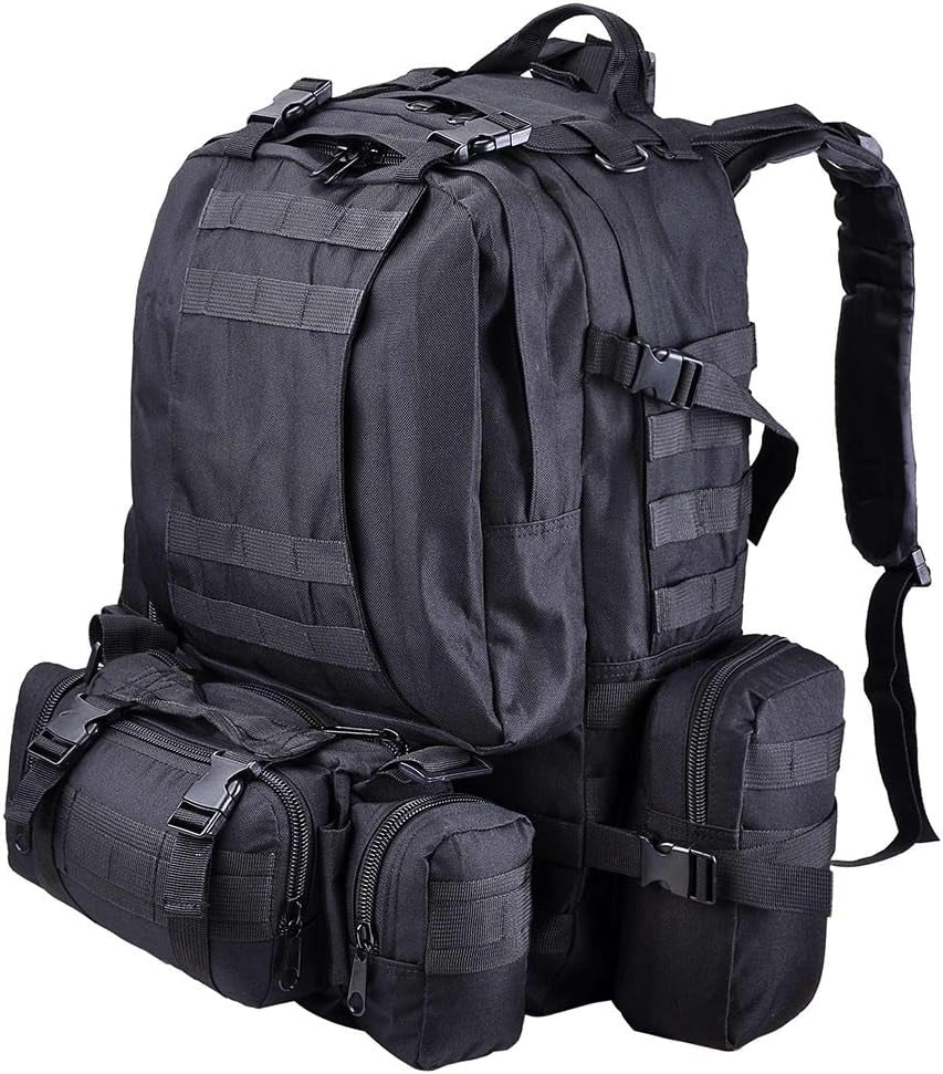 55L 600D Oxford Military Tactical Army Rucksacks Molle Backpack Camping Outdoor Hiking Trekking Traveling Bag Black