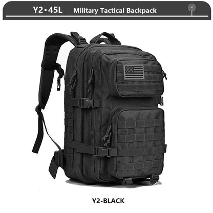 Tactical Backpack 3 Day Assault Pack Molle Bag 38/45L Large Outdoor Waterproof Hiking Camping Travel 600D Rucksack Men Fishing